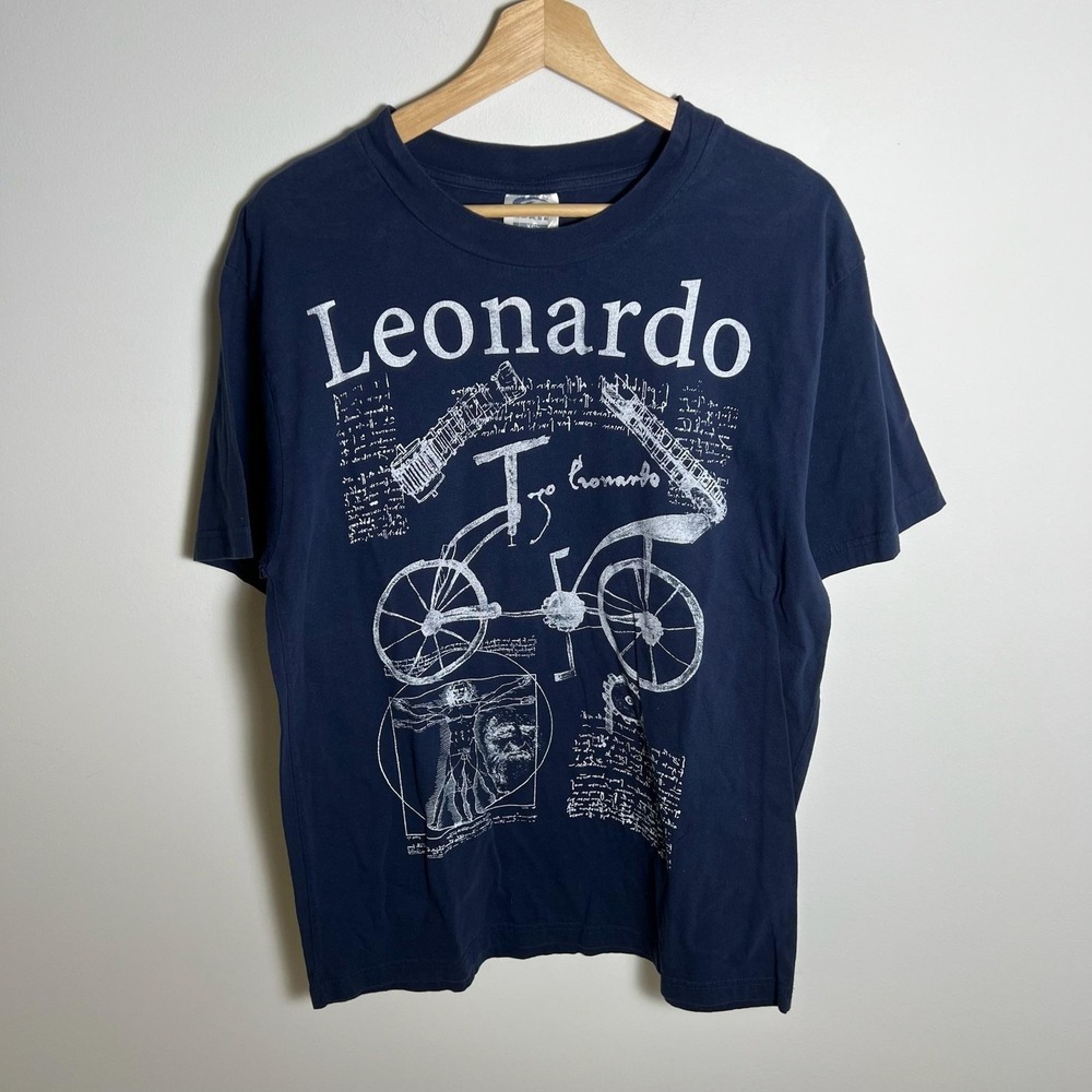 Leonardo Da Vinci Invention Sketch Shirt Mens XL Blue KOKSE Graphic Tee